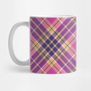 Pink, Gold and Blue Tartan Pattern Rotated Mug